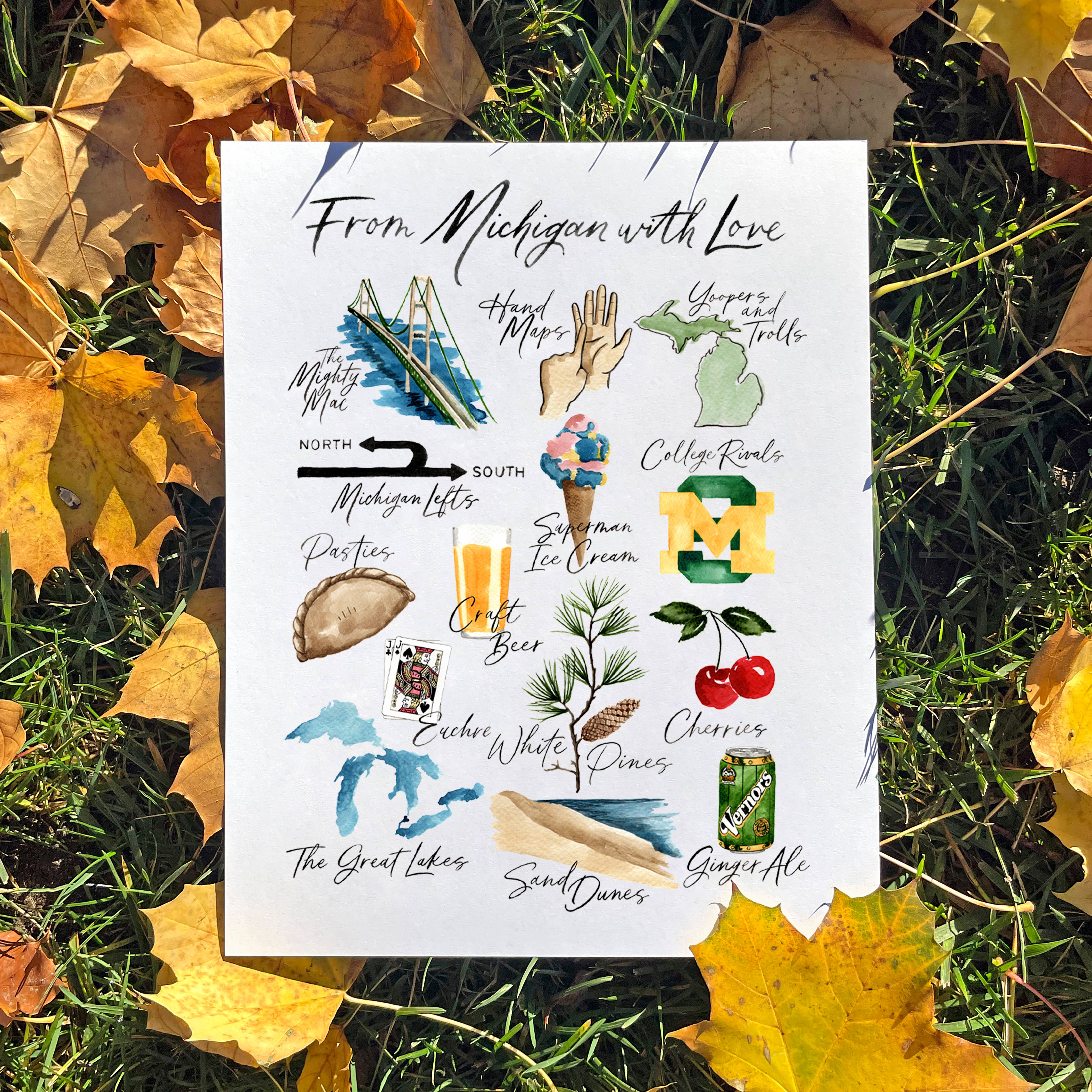 NorthHouse Creative Co. - Wholesale Art Print - "From Michigan with Love" Classic Michigan Watercolor Print4