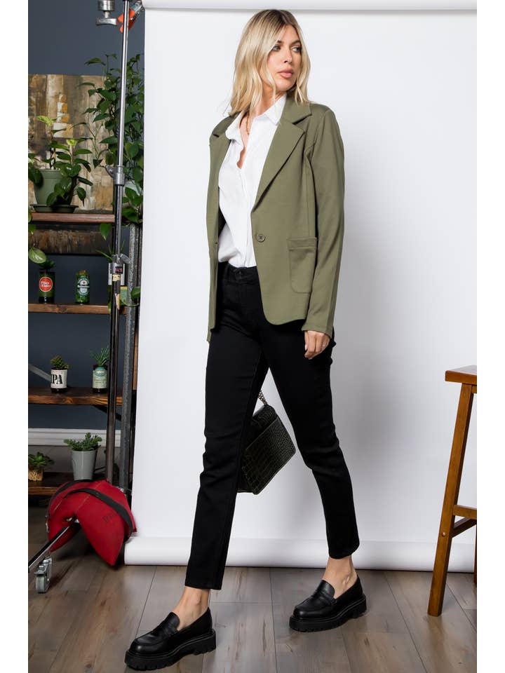 26 International - Wholesale Blazer - Women's - Ponte One Button Front /w Patch Pocket Blazer39