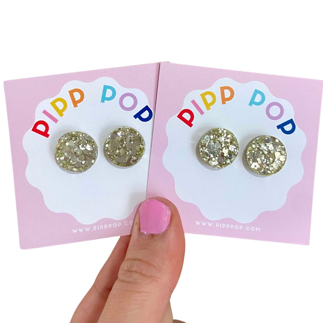 Pipp Pop - Wholesale Stud/Post Earrings - Glitter Resin Studs - 34 Colours Available14