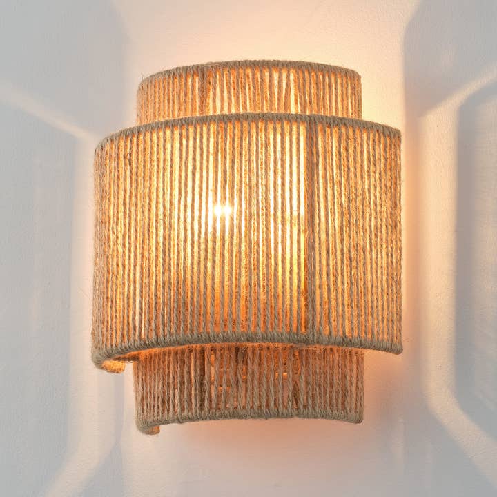 Brio Lighting - Wholesale Sconce - Lusteria 9" Boho Hand Woven Rope 1-Light Wall Sconce Light6