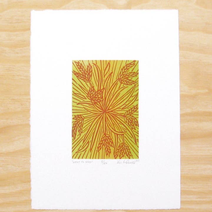 Went To Seed - multi-woodblock print (9x12”) for wholesale by Lemuette