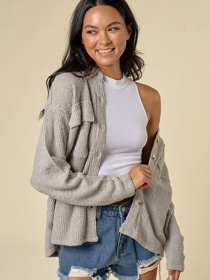 IBT05719 Button-Up Collared Jacket with Pockets for wholesale by Blue Blush