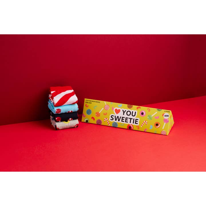 Candy Socks Set 'Love You Sweetie' - 4 Pairs of Socks for wholesale by Boxt Socks Ltd