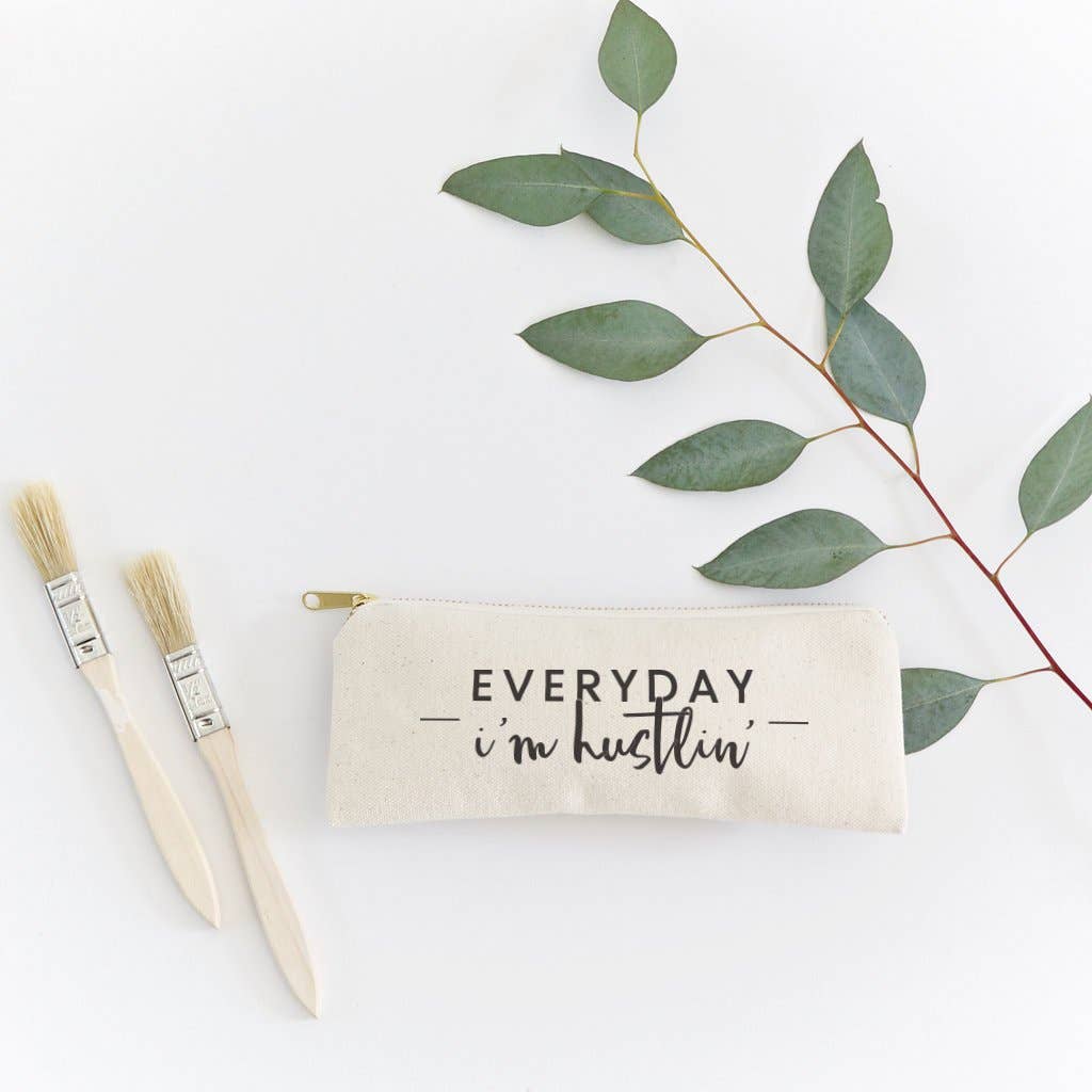 The Cotton & Canvas Co. - Wholesale Pencil Case/Pouch - Everyday I'm Hustlin Pencil Case Pouch1