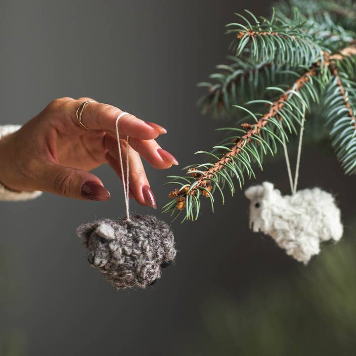 Farmhouse Pottery - Wholesale Ornament - Felted Sheep Ornament3