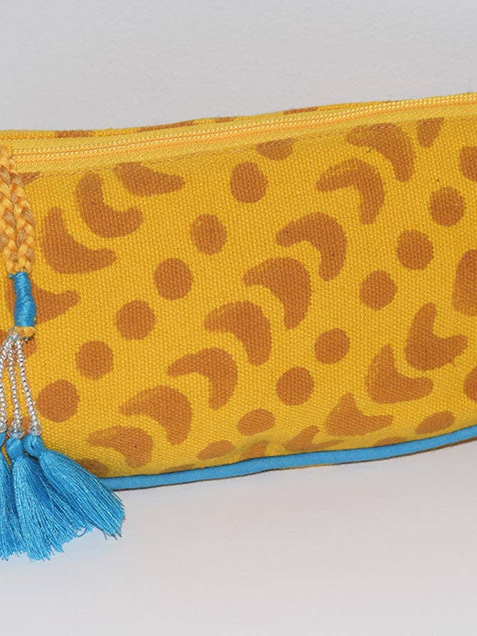 Astuccio Cosmetico in Tela | Giallo a Pois a Mezzaluna per la vendita all'ingrosso da parte di Amisha