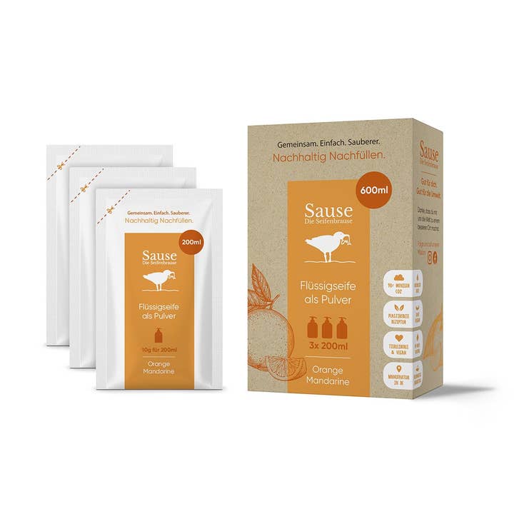 Sause GmbH – Großhandel Duschgel – Flüssigseife Orange Mandarine 600 ml Refill