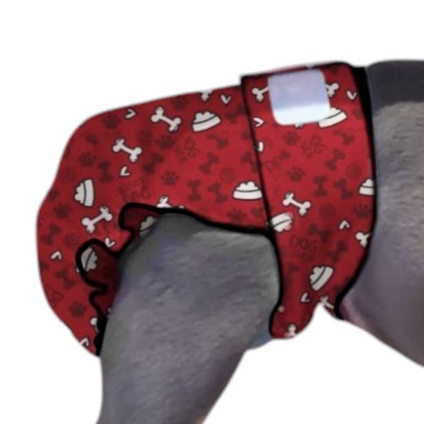 Female Dog Diaper Britches | No Tail Opening | Red Bones for wholesale by Jack & Jill Dog Diapers