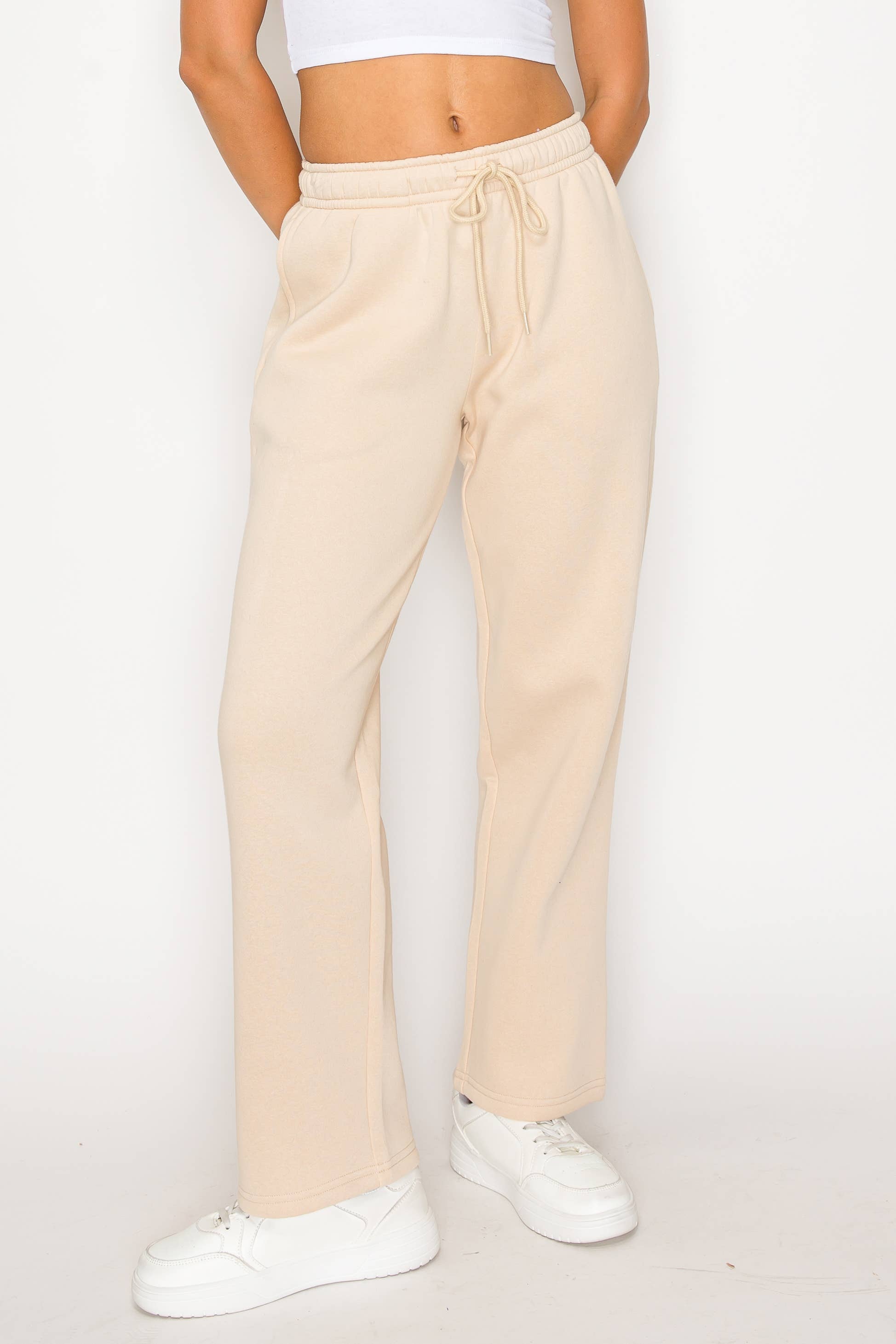 Color 5 – wholesale Mjukis- och joggingbyxor – Dam – Fleecelineda raka byxor i enfärgad färg med ficka10