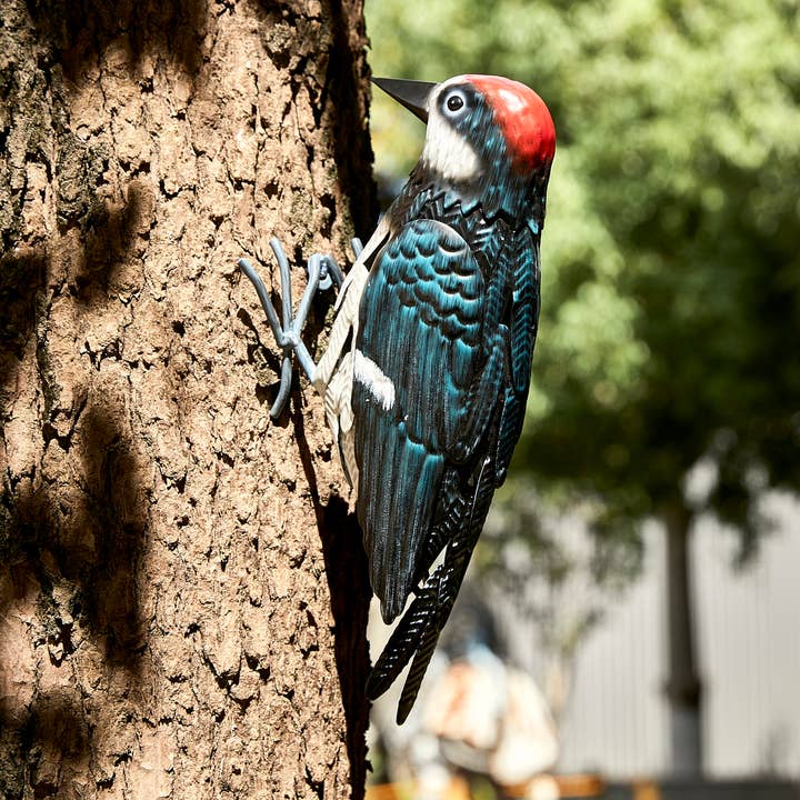 The Wine Savant /  Khen Glassware - Wholesale Sculpture - Metal Woodpecker Bird Figurine 7" Lawn Decor 0
