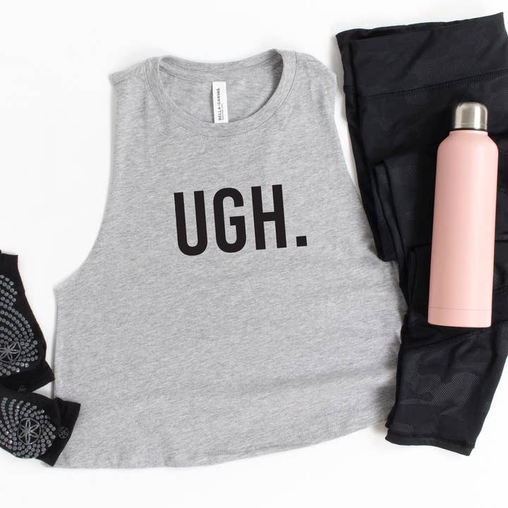 Women's workout crop tank | UGH gym tank | Funny gym shirt for wholesale by Stiles Tee Co.