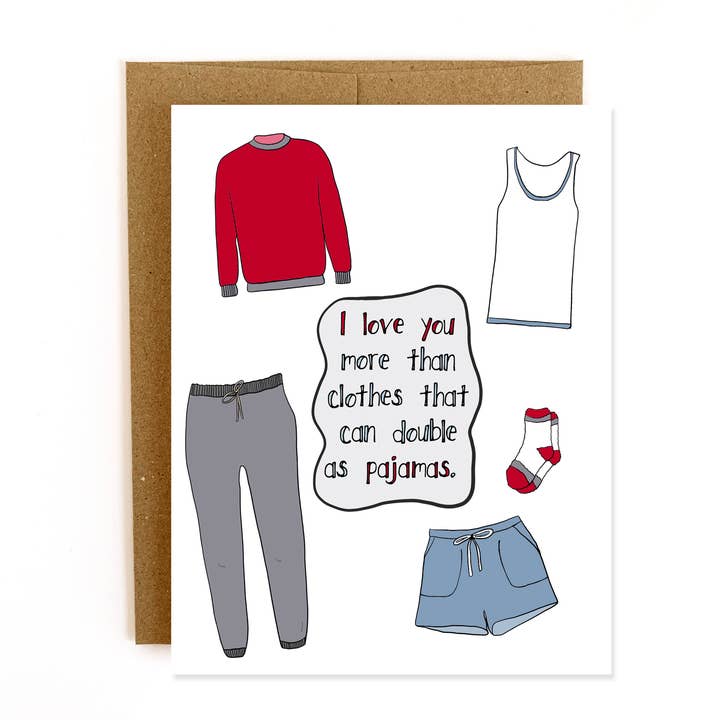 Yellow Daisy Paper Co. - Wholesale Valentine's Day Card - Pajama Clothes, Love Card, Valentine's Day Card