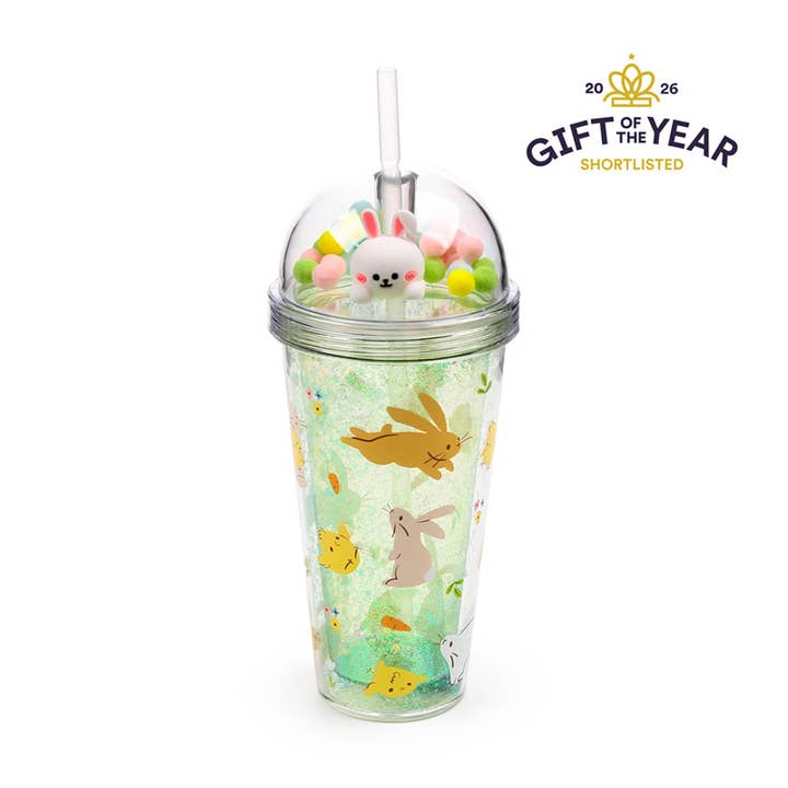 Springtime Double Walled Cup & Straw with Charms for wholesale by Puckator EU