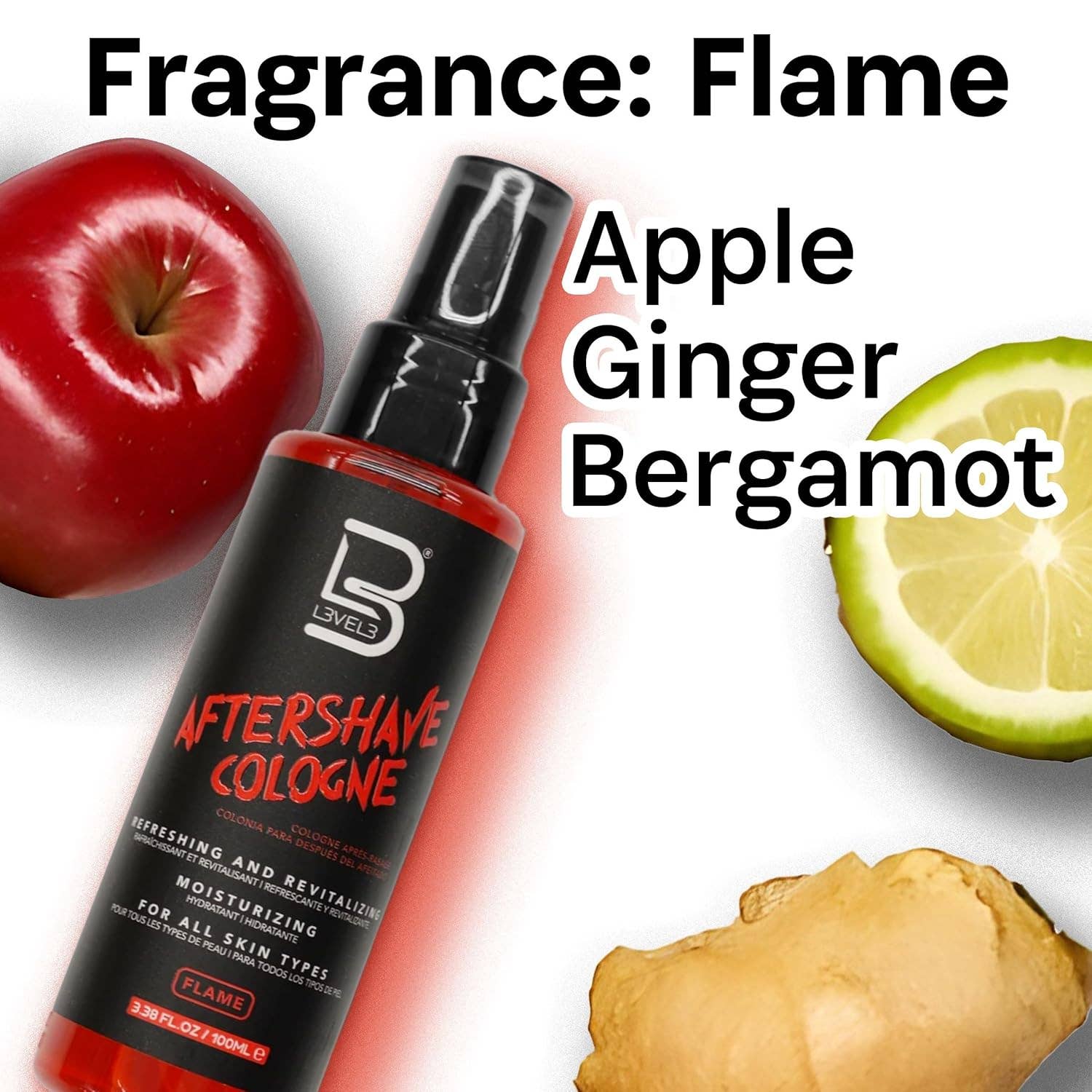 BranVx Distributors - Vente Après-rasage – homme - L3VEL3 Après-rasage Cologne Flame 100 ml Rouge - Tous types de peau6