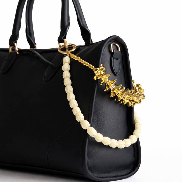 Leo & Lei - Wholesale Purse/Bag Accessory - Women's - Kenna Charm – Statement Bag Charm (Pīkake & Gold Plumeria)2