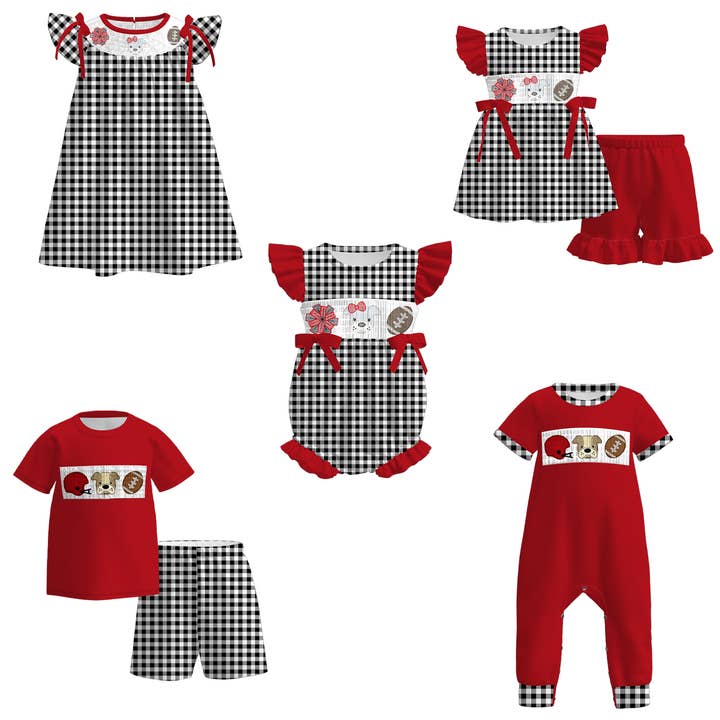 Auraquise - Wholesale Clothing Set - Baby - Georgia Football Embroidered Matching Sibling Outfits1
