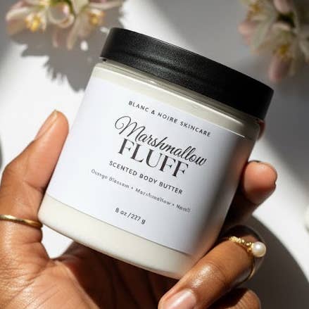 Marshmallow Fluff Whipped Body Butter for wholesale by Blanc and Noire Skincare wholesale