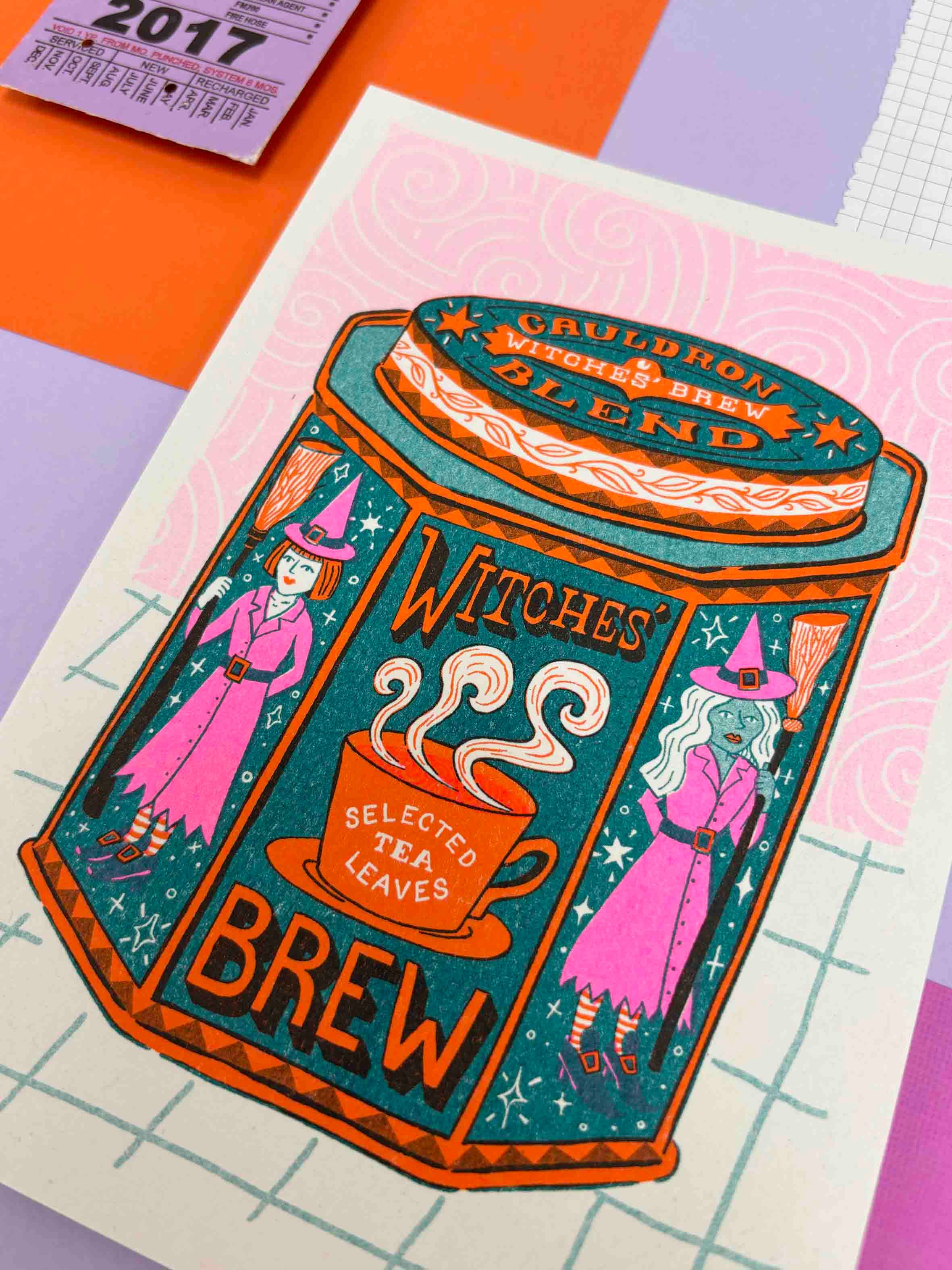 Jacqueline Colley - Wholesale Art Print - A5 Witches Brew Risograph Print2