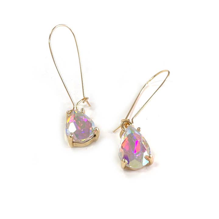 StarryNYC - Wholesale Dangle Earrings - Midi Size Teardrop 5A Grade Glass Drop Kidney Wire Earrings