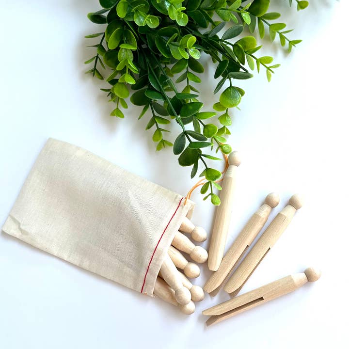 GreenWave - Wholesale Clothes Clips - Wooden Laundry Doll Clips Clothing Pegs Set of 103