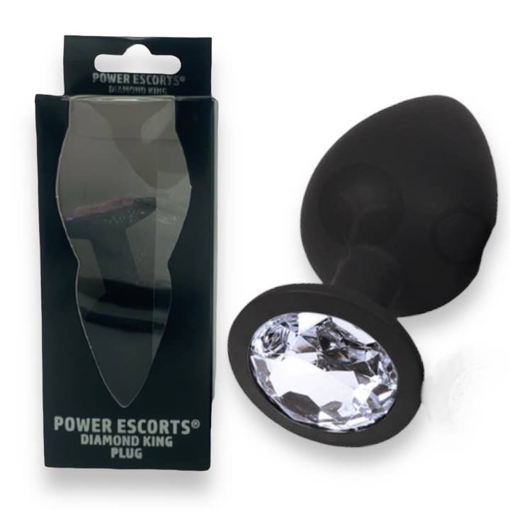 Kinky Pleasure - Wholesale Sex Toy - Power Escorts - BR135 - Diamond King - Silicone Butt Plug - Black - 6 Colors - 3 Sizes12