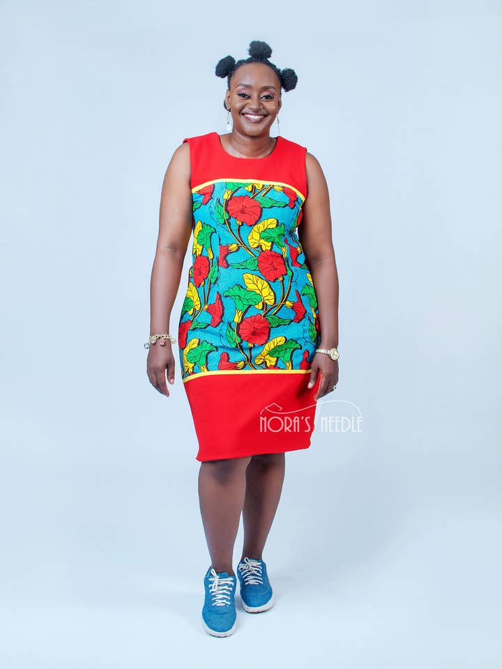 Afrikansk Print Kane kort kjole/Ankara sommerkjole for engroshandel hos Nora's Needle