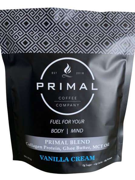 Primal Blend Creamer Full Size - Vanilla Cream (Sweetened) for wholesale by Primal Coffee Company
