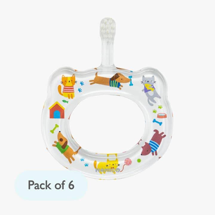 Baby Training Toothbrush - Cats and Dogs | 6 Individual packs for wholesale by HAMICO -Innovative Toothbrush