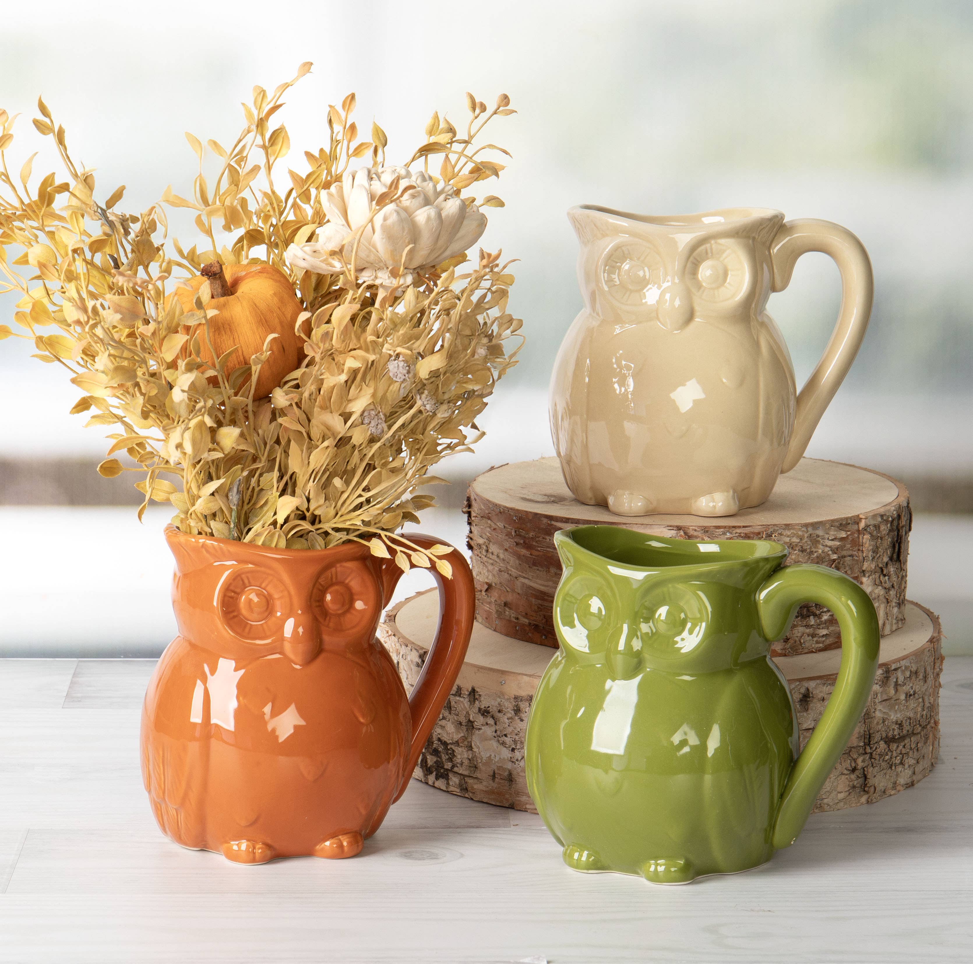 Willow Group - Wholesale Pitcher - Glazed Ceramic Owl Pitcher Floral Arrangements Vase 12pcs4