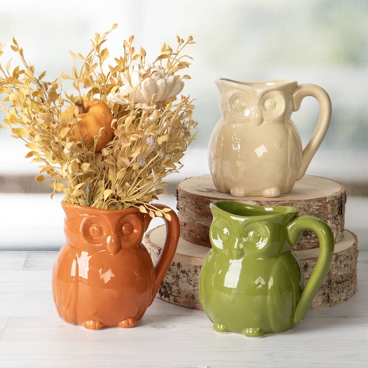 Willow Group - Wholesale Pitcher - Glazed Ceramic Owl Pitcher Floral Arrangements Vase 12pcs4