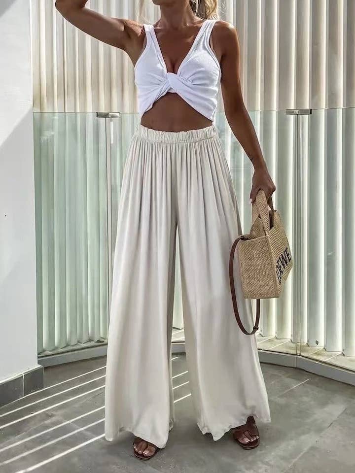 Fließende Hose mit weitem Bein aus 100 % Viskose - 2208 für den Großhandel von ESTEE BROWN