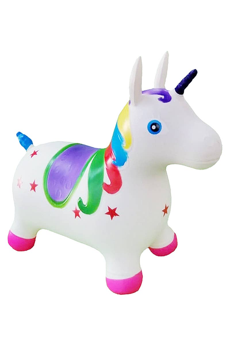 ASSORTED Kids Unicorn Inflatable Noise Making Hopper Toy for wholesale on Faire4