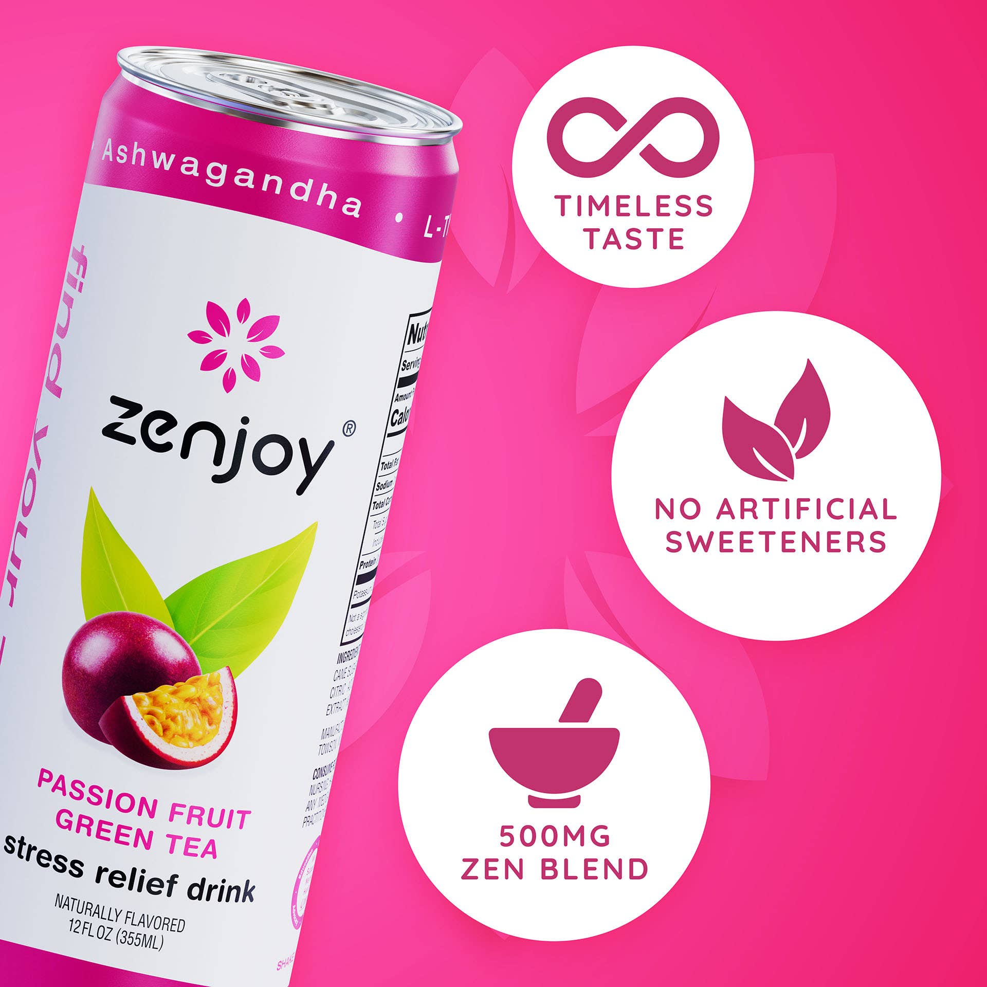 Zenjoy – Engroshandel Alkoholfri aperitif – Zenjoy - Passionsfrugt Grøn Te, Stressaflastningsdrik3