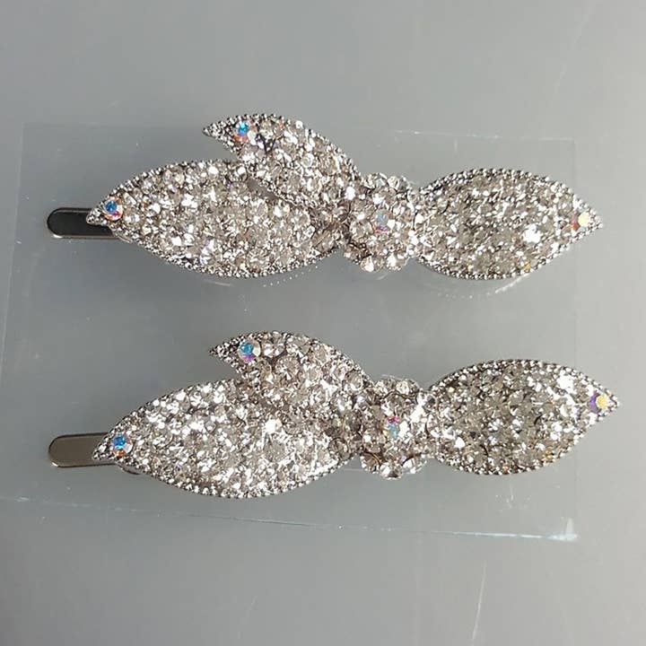 Women Hair Accessories Calla Leaf Barrette 2 PCS Set for wholesale by Double Accent