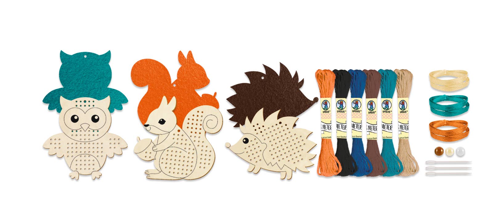 URSUS® / Buntpapierfabrik Ludwig Bähr GmbH & Co. KG - Wholesale DIY Craft Kit - Cross stitch wooden pendant “Forest animals”1