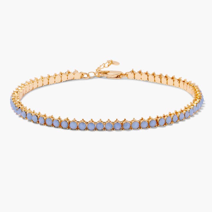Isabella Opal Blue Tennis Anklet for wholesale by Brook & York