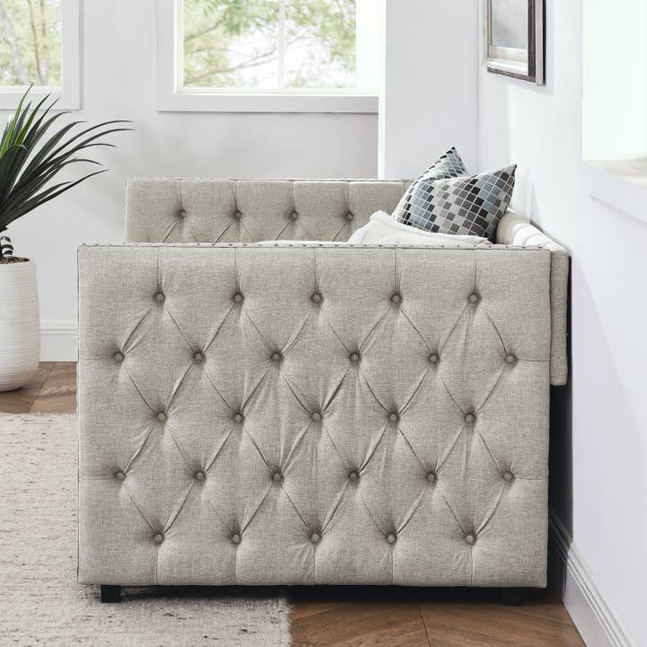 39F Inc. - Wholesale Bed - Upholstered Twin Size Daybed with Two Drawers with Button29