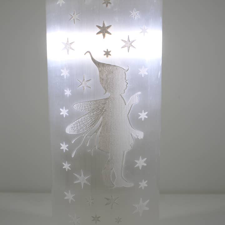Quasar Gems USA - Wholesale Spiritual Stone/Crystal - Selenite Fairy Cylinder Lamp