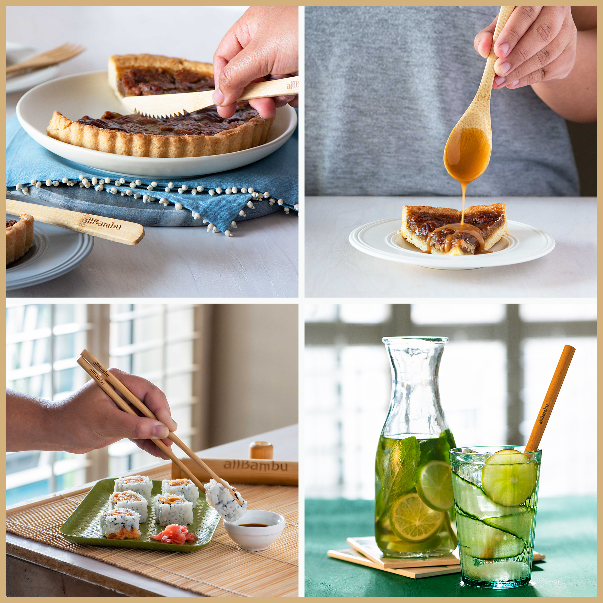 allBambu Inc - Wholesale Travel Utensil Set - Bamboo Reusable Travel Cutlery Set with Handy Carabiner 7pcs5