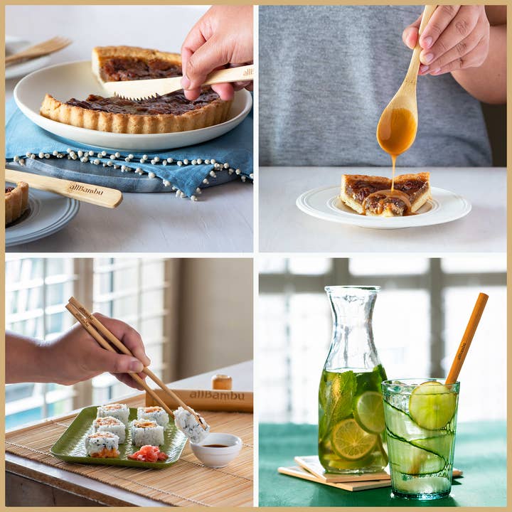 allBambu Inc - Wholesale Travel utensil set - Bamboo Reusable Travel Cutlery Set with Handy Carabiner 7pcs5