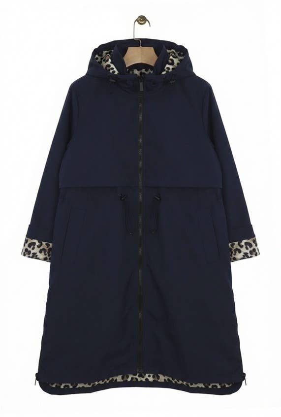 Attrait Paris - Wholesale Windbreaker - Women's - Leopard lined waterproof long jacket1