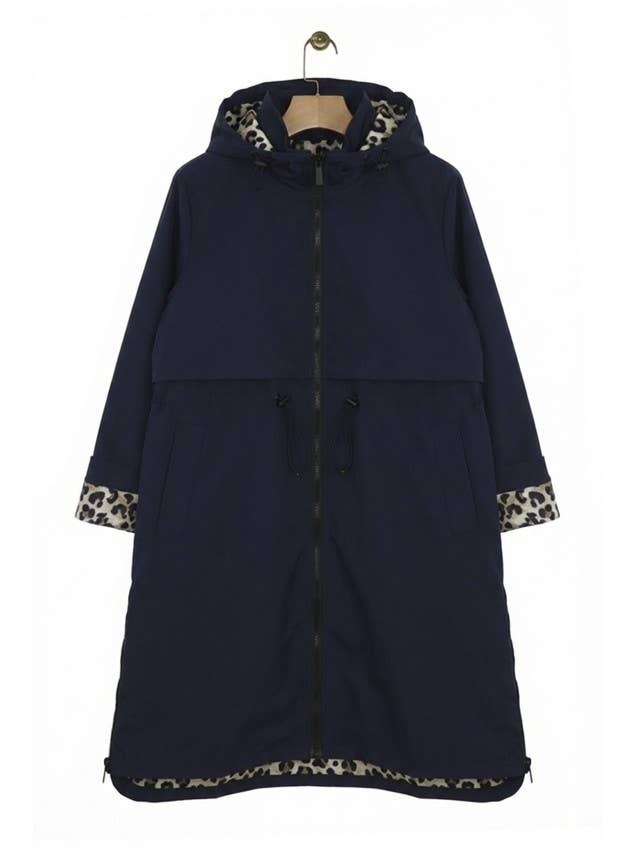 Attrait Paris - Wholesale Windbreaker - Women's - Leopard lined waterproof long jacket1