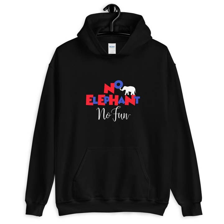 No Elephant No Fun, Hoodie, Black for wholesale by No Fun Company