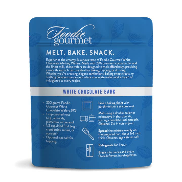 Alta Gama Foods - Wholesale Chocolate - Foodie Gourmet - Belgian -White Chocolate Melting Wafers 29%3
