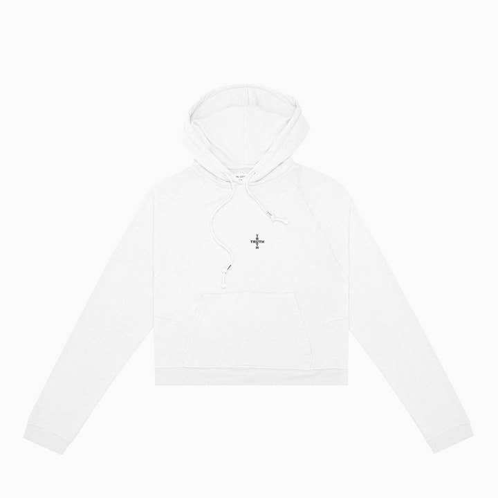 Premium Women's Graphic Hoodies Made in USA, Truth Slogan Popover Oversized Crop Hoodies | Maison Soyenne for wholesale by Shop by Alix
