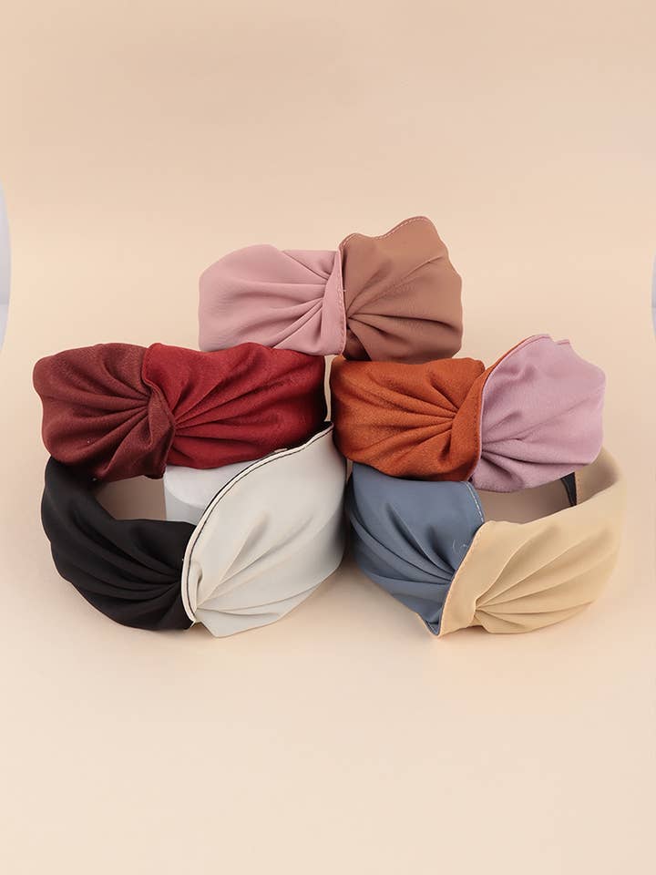 Two Tone Twisted Fabric Headband Hair Accessories for wholesale by MYS Wholesale Inc