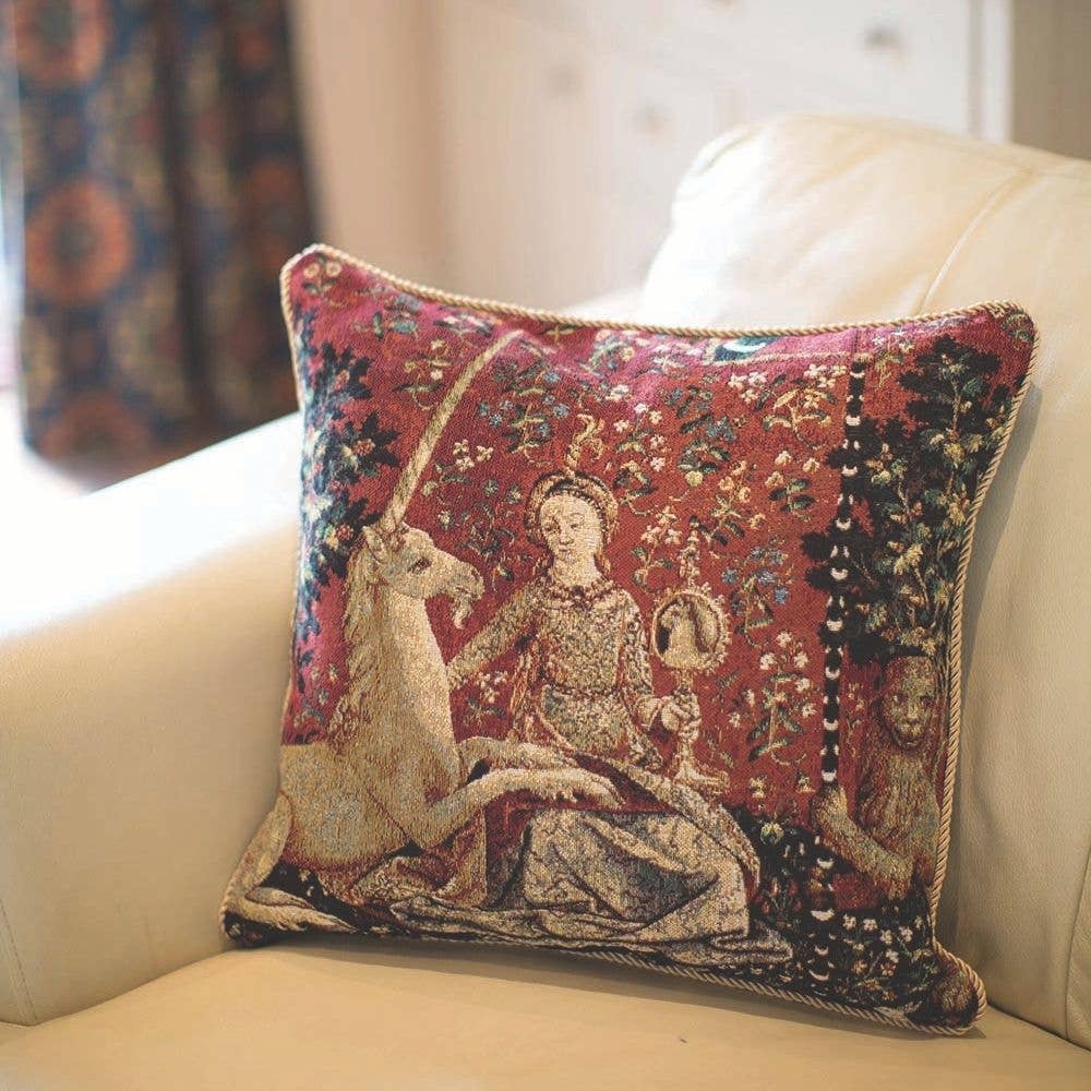 SignareArt - Vente Housse de coussin - CCOV-ART-LU-SI | LA DAME À LA LICORNE SENS DE LA VUE Taie d'oreiller/HOUSSE DE COUSSIN | DESIGN DÉCORATIF MODE MAISON OREILLER 45X45 CM3