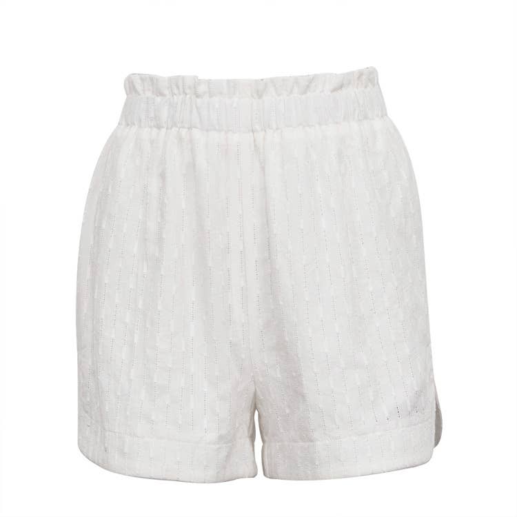 White Jacquard Weave Waisted Kimono Two Piece Set for wholesale on Faire5