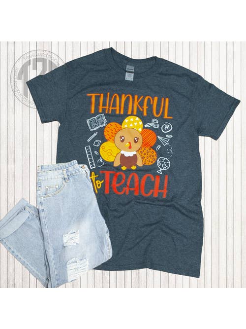 Sugar Stitch - Wholesale Screen Printed T-Shirt - Women's - Thankful to Teach Fall Teacher T-Shirt