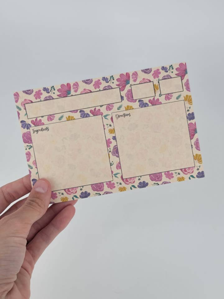 Cartes de recettes de fleurs à l'aquarelle aux couleurs vives pour la vente par Covered With Art